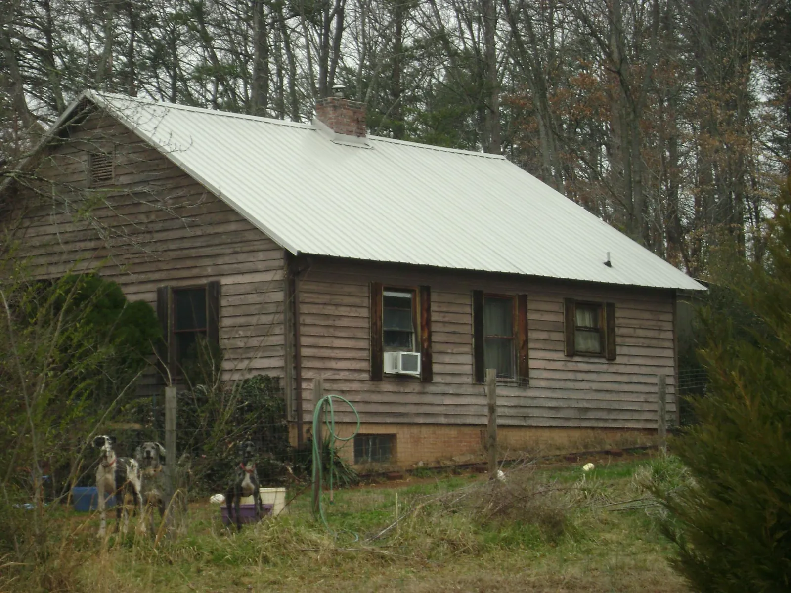 White metal roof on an old wood sided farmhouse, from a Metal Roof Installation job in Tampa